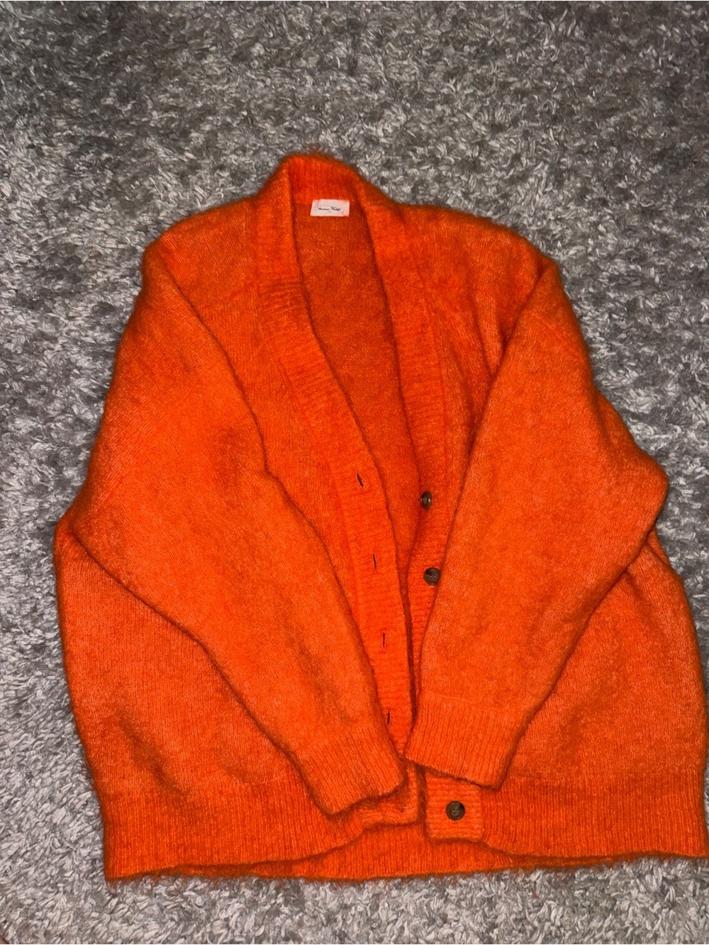 American Vintage Bright Orange Fuzzy Knit Cardigan